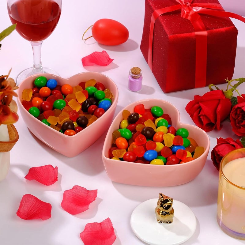 WHJY Set of 2 Cute Heart Shaped Bowls Pink Candy Dish Bowl for Valentines Day - Image 4