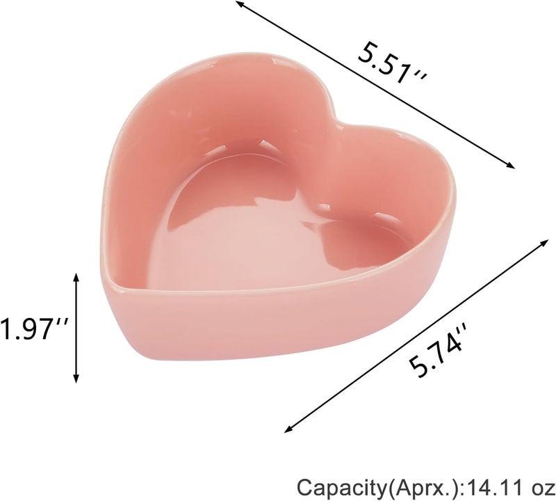 WHJY Set of 2 Cute Heart Shaped Bowls Pink Candy Dish Bowl for Valentines Day - Image 2