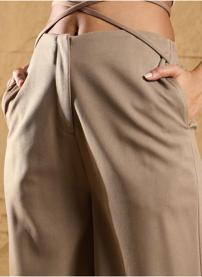 SASSAFRAS Tie-Up Waistband Straight Leg Pants by Styli