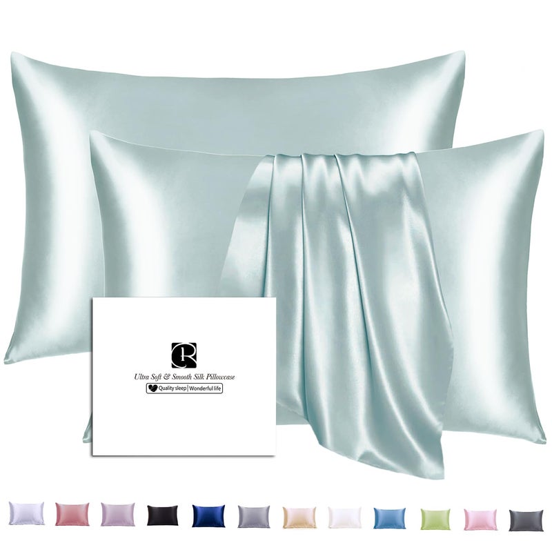 Silk Pillowcase King Size for Hair and Skin with Hidden Zipper Ravmix Both Sides 21Momme Mulberry Silk Cooling Pillow Case 2036inches 1PCS Aqua Green