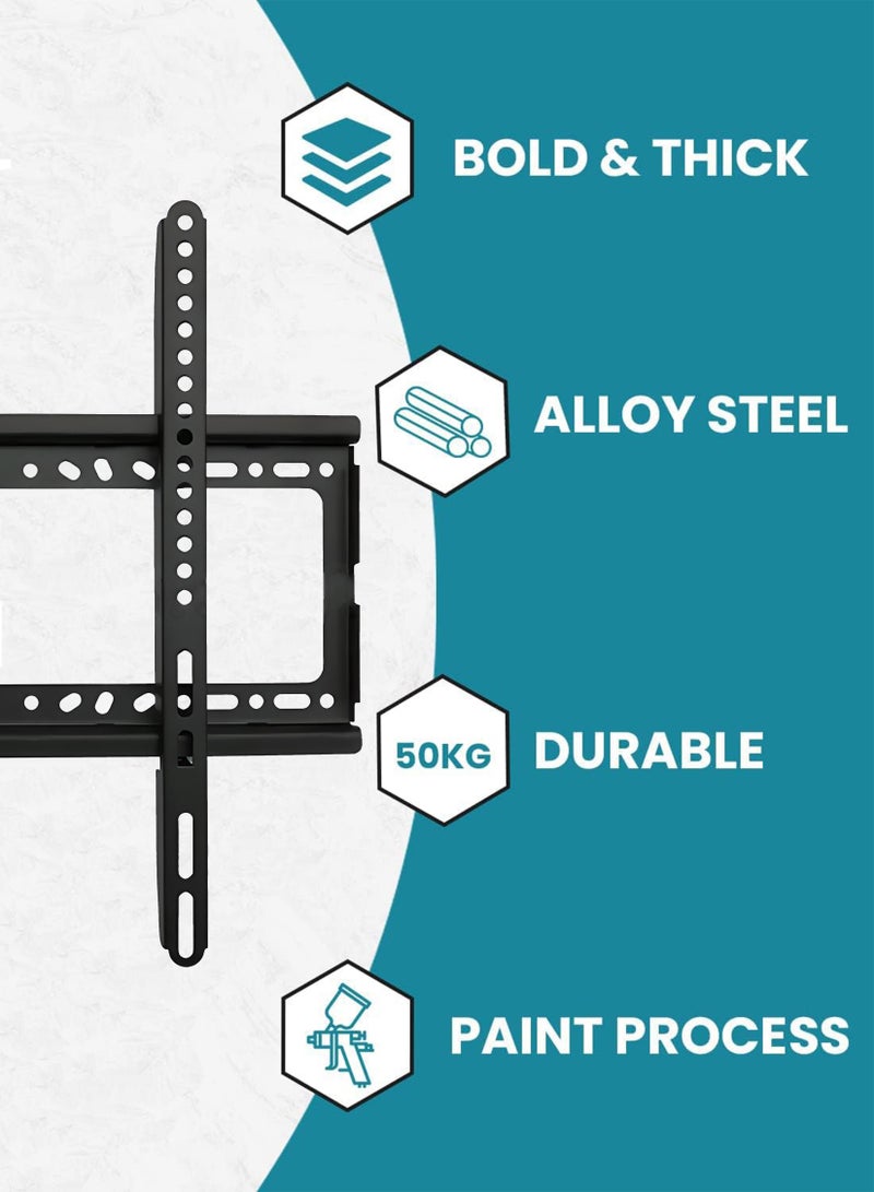 حامل تثبيت على الحائط للتلفزيون العالمي، قابل للتعديل وشديد التحمل لشاشات LCD LED المسطحة، تصميم ثابت موفر للمساحة، متوافق مع VESA شاشة مسطحة LED مقاس 26-63 بوصة - Image 2