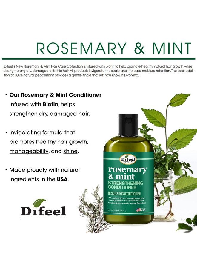 difeel بلسم تقوية الشعر بالروزماري والنعناع مع البيوتين 12 أونصة. مصنوع من زيت الروزماري الطبيعي لنمو الشعر - Image 3