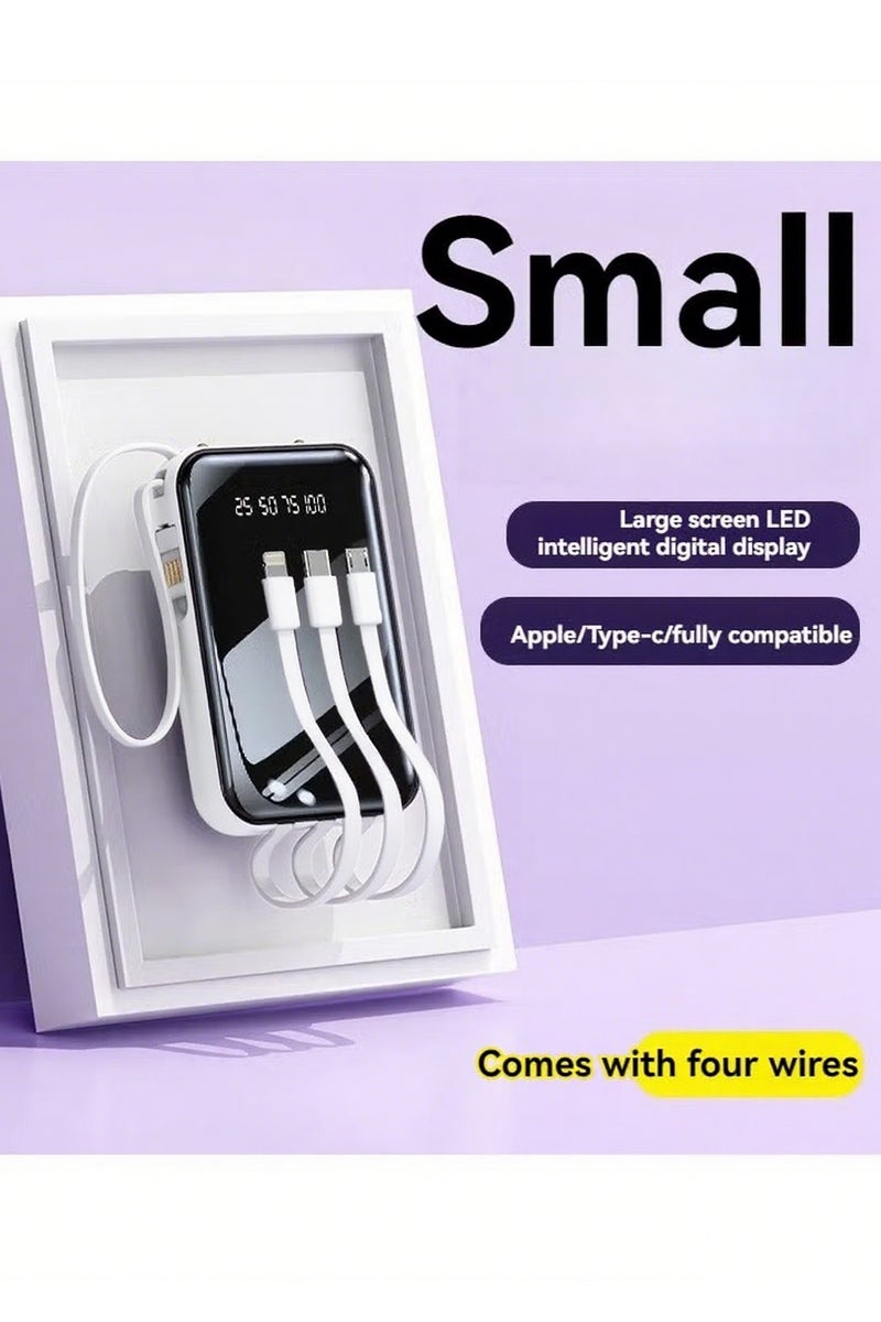 New built-in fast charging power bank 20000 mAh large capacity compact portable mirror power bank (white) - Image 1