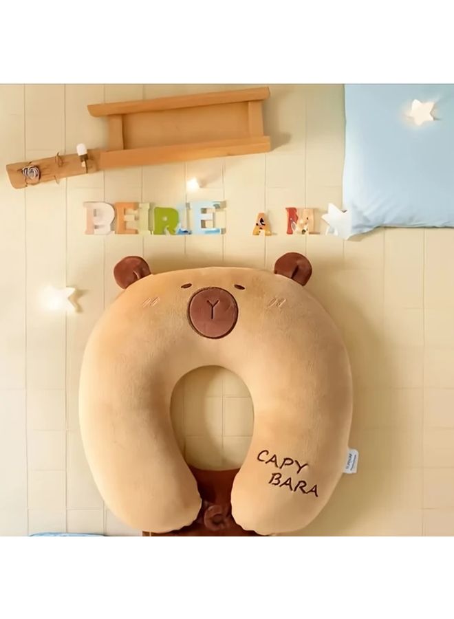Cartoon U Shaped Pillow Cute Portable Travel Neck Pillow Capybara Office Nap Airplane Back Rest Support - Image 4