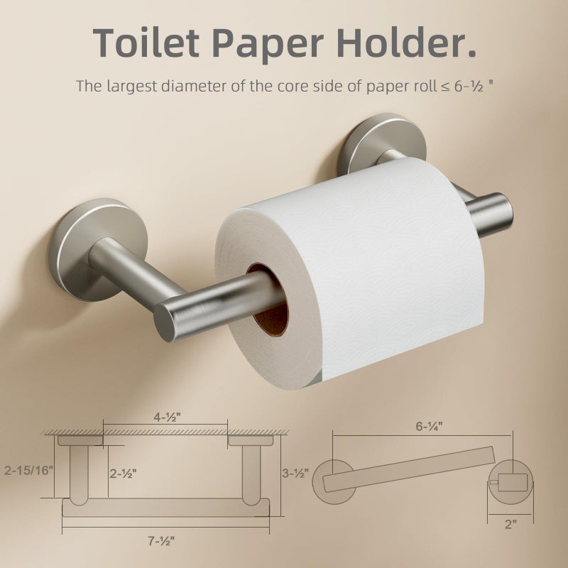 POKIM Toilet Paper Holder Wall Mount, Brushed Nickel Double Post Pivoting Toilet Paper Roll Holder for Bathroom, Commercial Toilet Tissue Dispensers, Stainless Steel - Image 4