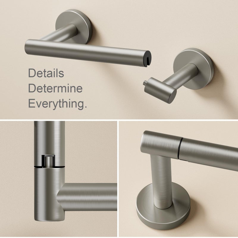 POKIM Toilet Paper Holder Wall Mount, Brushed Nickel Double Post Pivoting Toilet Paper Roll Holder for Bathroom, Commercial Toilet Tissue Dispensers, Stainless Steel - Image 5