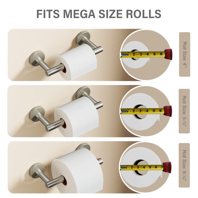 POKIM Toilet Paper Holder Wall Mount, Brushed Nickel Double Post Pivoting Toilet Paper Roll Holder for Bathroom, Commercial Toilet Tissue Dispensers, Stainless Steel - Image 2