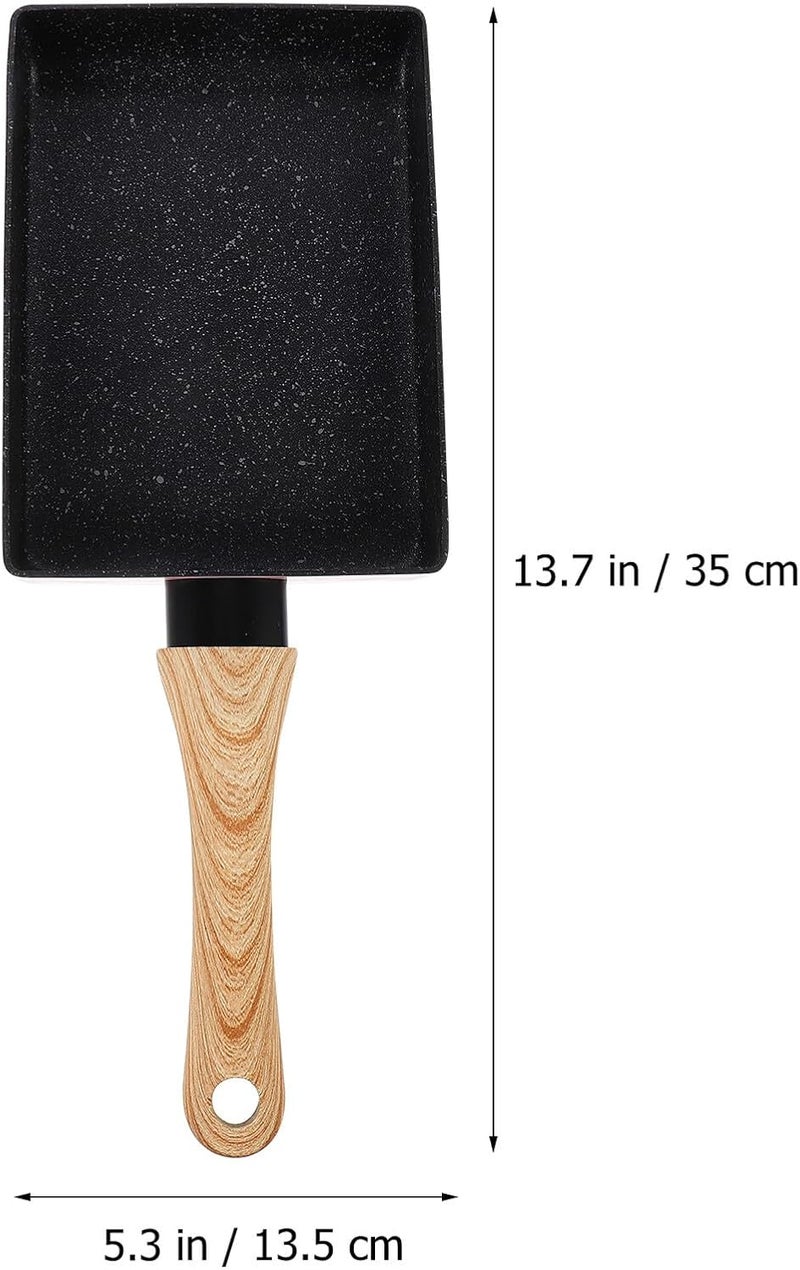Nonstick Maifan Stone Omelet Frying Pan Small Kitchen Cookware Pink Wood Grain 8-inch Searing Pan for Stove Top Cooking - Image 1