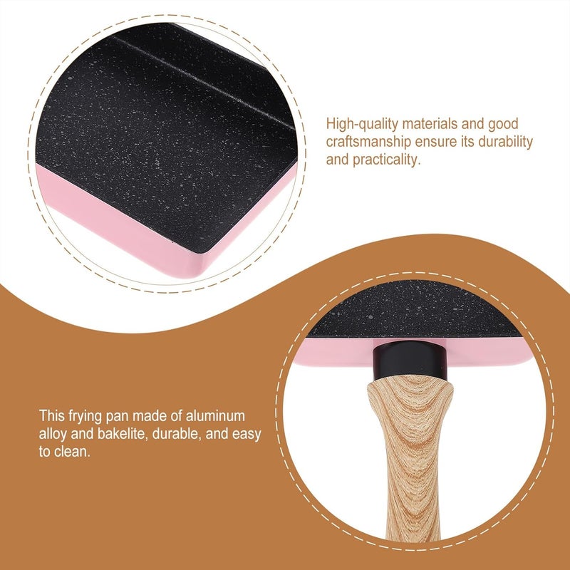 Nonstick Maifan Stone Omelet Frying Pan Small Kitchen Cookware Pink Wood Grain 8-inch Searing Pan for Stove Top Cooking - Image 2