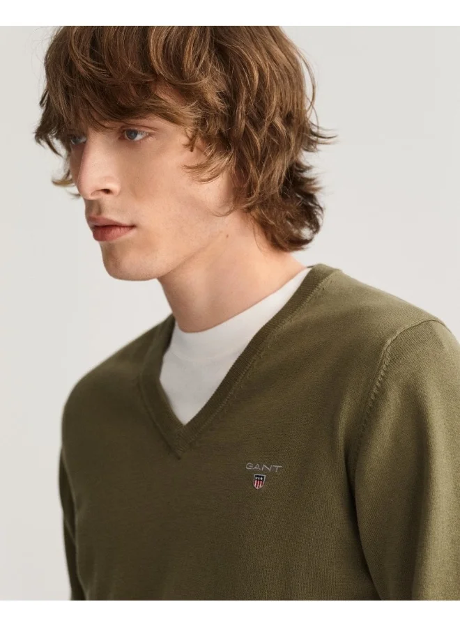 غانت Gant Classic Cotton V-Neck Sweater