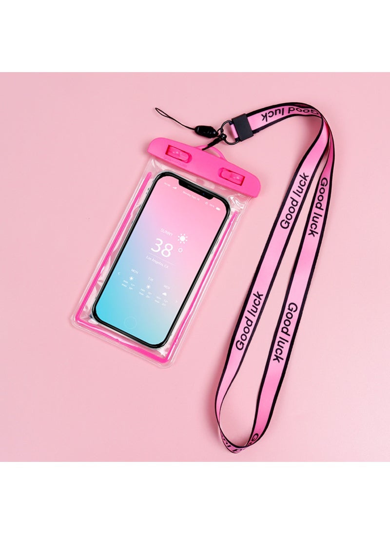 Generic Luminous Waterproof Phone Bag for Swimming Pink + exquisite lanyard