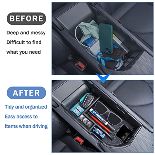 TOPINSTALL Center Console Tray Compatible with 2018-2024 Toyota Camry XLE XSE and 2020-2024 Camry LE SE with Dual USB Ports, Interior Accessories Armrest Console Organizer (Not for 2025) - Image 3