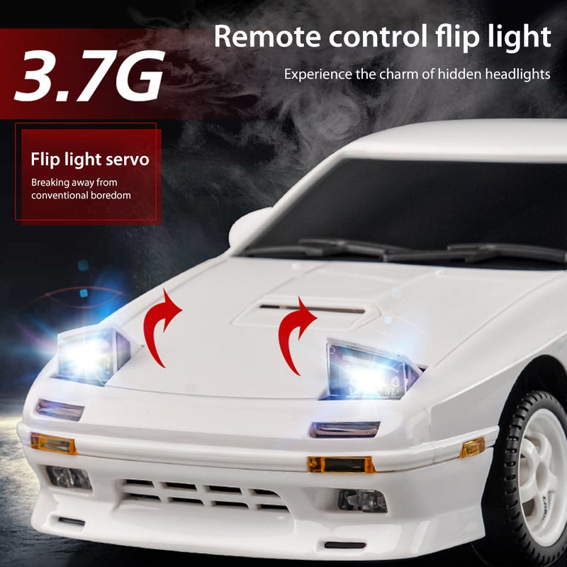 Remote Control Drift Car Remote Control Car 1/18 ESP Full-scale 2.4GHz Remote Control Race Car Remote Control Flip Light Kids Gift for Children Boys Girls 2 Battery - Image 5