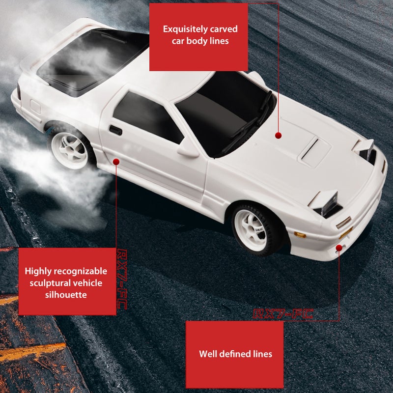 Remote Control Drift Car Remote Control Car 1/18 ESP Full-scale 2.4GHz Remote Control Race Car Remote Control Flip Light Kids Gift for Children Boys Girls 2 Battery - Image 4