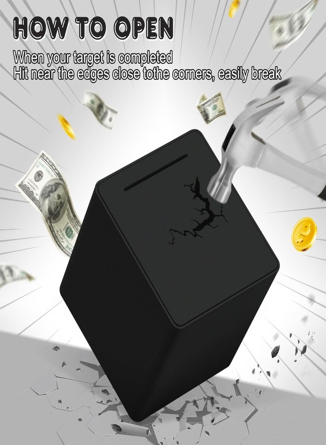 PACOLO 6" Piggy Bank for Adults for Savings, Assembly ABS Plastic Money Saving Box,Must Break to Open Adult Piggy Bank for Cash (Black) - Image 4