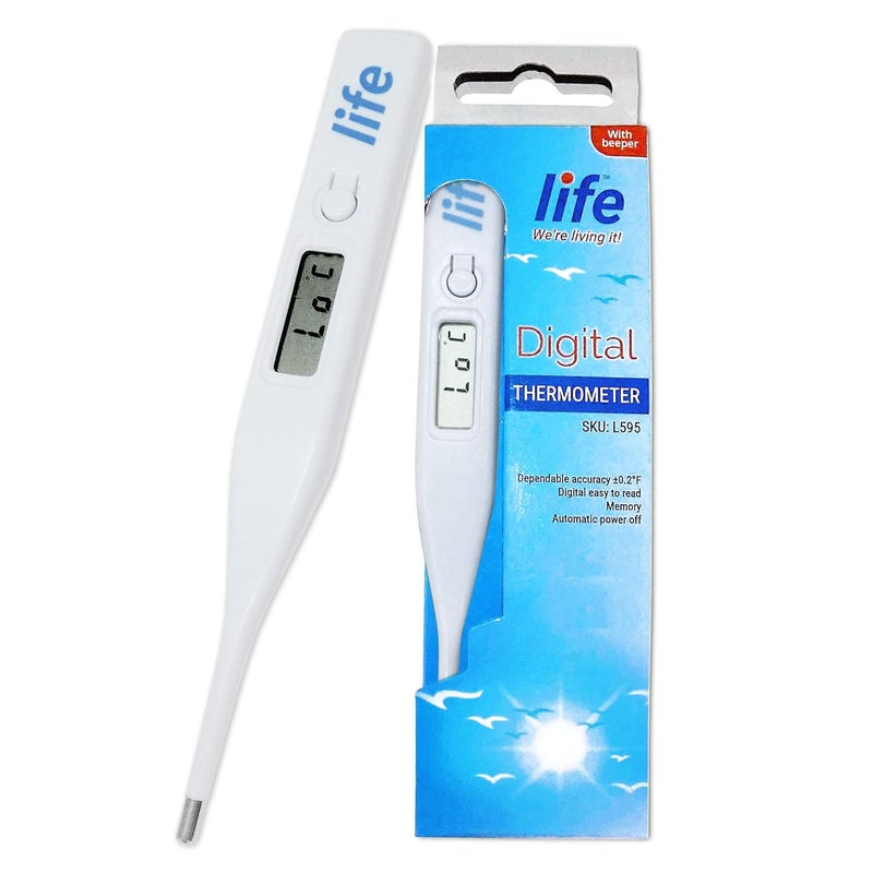 Life ترمومتر رقمي مع قراءة سريعة خلال 30 ثانية لقياس درجة الحرارة عن طريق الفم أو الإبط أو المستقيم للبالغين والأطفال مع تنبيه صوتي من لايف - Image 1