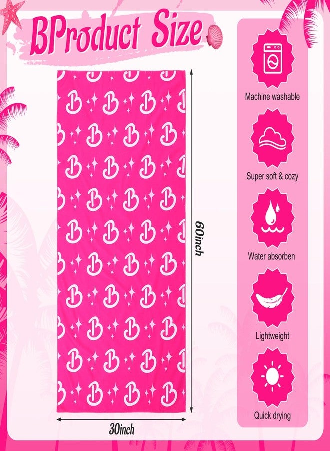 Mindsoft 2 Pcs Hot Pink Large Beach Towels 60 x 30 Inch Quick Dry Beach Towels Lightweight Soft Microfiber Pool Towel for Women Adult Bath Gym Hiking Pool Yoga - Image 2