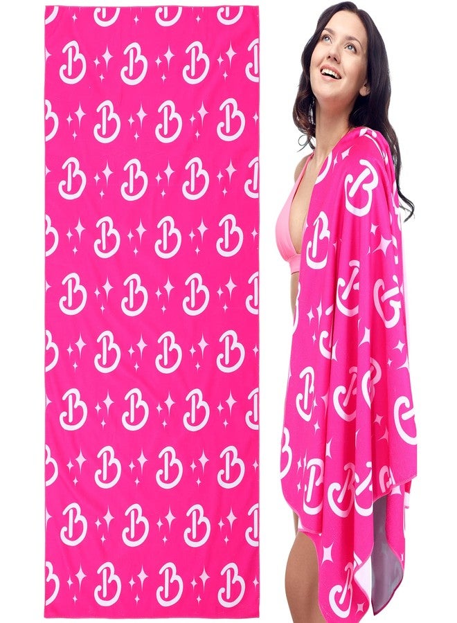 Mindsoft 2 Pcs Hot Pink Large Beach Towels 60 x 30 Inch Quick Dry Beach Towels Lightweight Soft Microfiber Pool Towel for Women Adult Bath Gym Hiking Pool Yoga - Image 1