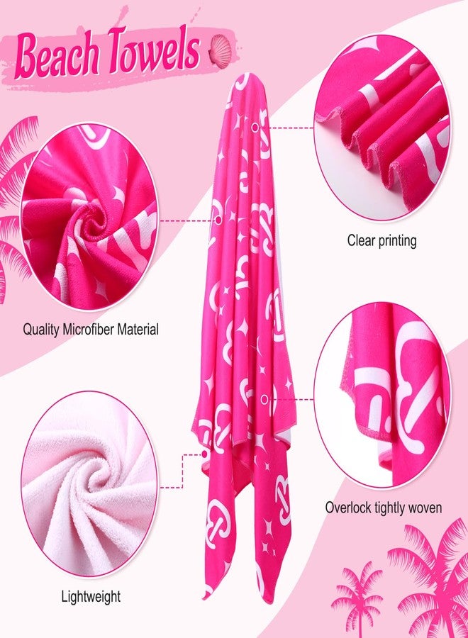 Mindsoft 2 Pcs Hot Pink Large Beach Towels 60 x 30 Inch Quick Dry Beach Towels Lightweight Soft Microfiber Pool Towel for Women Adult Bath Gym Hiking Pool Yoga - Image 3