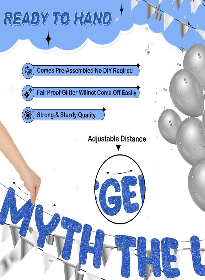 FuWeave لافتة لامعة جاهزة للتعليق من FuWeave، تحمل عبارة "الرجل الأسطورة"، مناسبة لأعياد ميلاد الرجال، بطول 9.8 قدم، مثالية لتزيين حفلات أعياد الميلاد، وحفلات توديع العزوبية، وحفلات التقاعد، كهدية للرجال (أزرق داكن). - Image 3