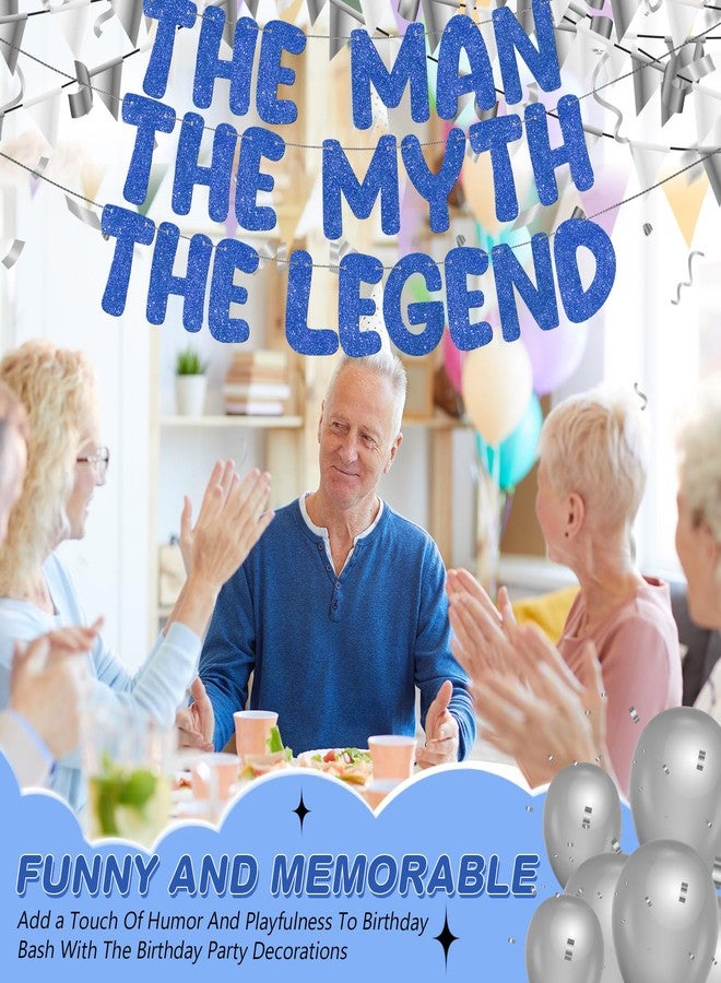 FuWeave لافتة لامعة جاهزة للتعليق من FuWeave، تحمل عبارة "الرجل الأسطورة"، مناسبة لأعياد ميلاد الرجال، بطول 9.8 قدم، مثالية لتزيين حفلات أعياد الميلاد، وحفلات توديع العزوبية، وحفلات التقاعد، كهدية للرجال (أزرق داكن). - Image 4