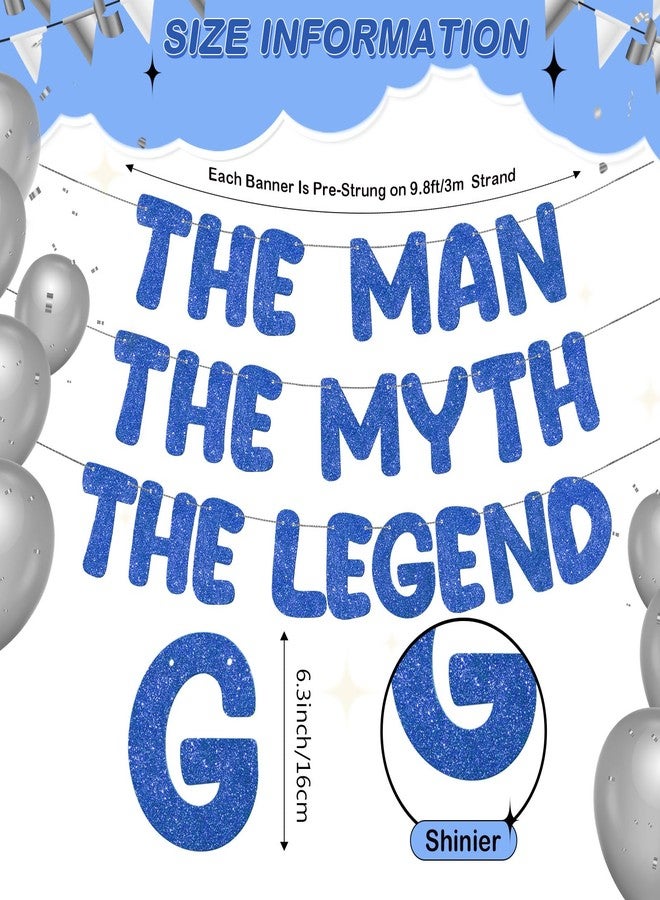 FuWeave لافتة لامعة جاهزة للتعليق من FuWeave، تحمل عبارة "الرجل الأسطورة"، مناسبة لأعياد ميلاد الرجال، بطول 9.8 قدم، مثالية لتزيين حفلات أعياد الميلاد، وحفلات توديع العزوبية، وحفلات التقاعد، كهدية للرجال (أزرق داكن). - Image 2