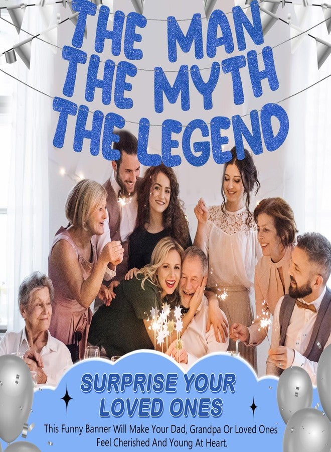 FuWeave لافتة لامعة جاهزة للتعليق من FuWeave، تحمل عبارة "الرجل الأسطورة"، مناسبة لأعياد ميلاد الرجال، بطول 9.8 قدم، مثالية لتزيين حفلات أعياد الميلاد، وحفلات توديع العزوبية، وحفلات التقاعد، كهدية للرجال (أزرق داكن). - Image 5