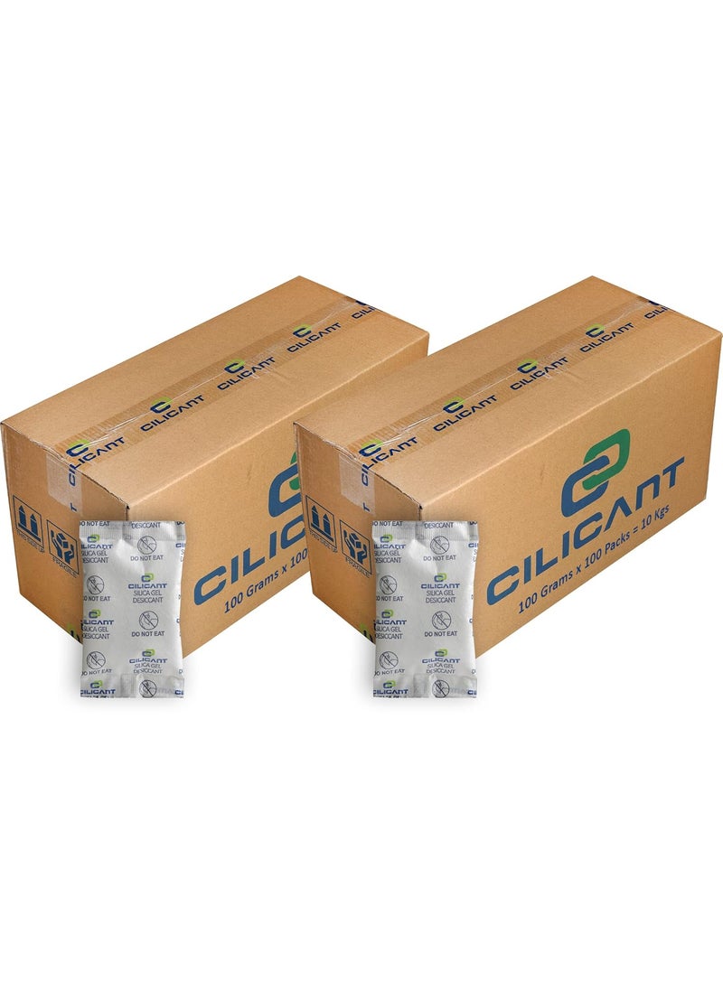CILICAnT CILICAnT 100 Gram 100 Pcs Silica Gel White Packets Desiccant Dehumidifiers NonIndicating Silica Gel Packs To Avoid Moisture Odour and Fungus 100 Gram X 100 Pcs 10 KG  - Image 1