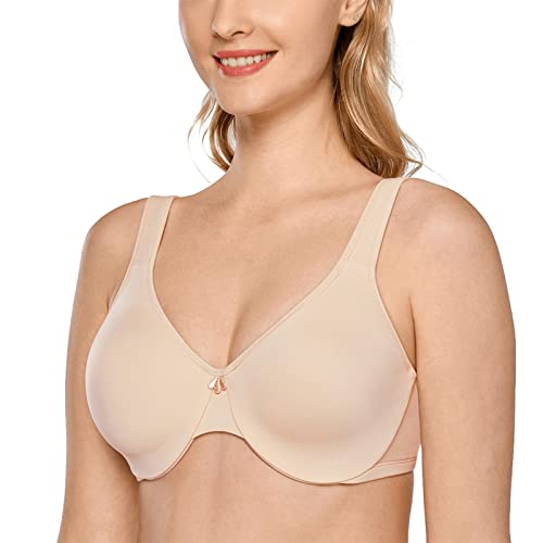 DELIMIRA Women's Minimizer Bra Plus Size Underwire Smooth Full Coverage Seamless Bras Beige 40C - Image 1