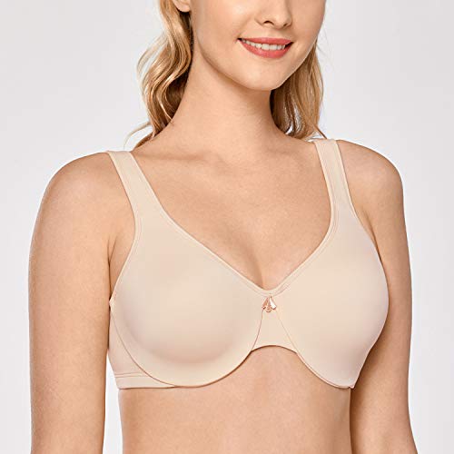 DELIMIRA Women's Minimizer Bra Plus Size Underwire Smooth Full Coverage Seamless Bras Beige 40C - Image 3