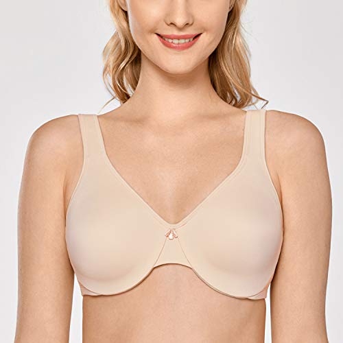 DELIMIRA Women's Minimizer Bra Plus Size Underwire Smooth Full Coverage Seamless Bras Beige 40C - Image 4