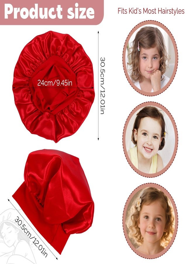 BOHUIZ 3 PCS Kids Bonnets for Girls, Silk Bonnet for Sleeping Kids, Soft Wide Band Sleep Cap Toddler Bonnet Shower Caps for Boys Girls - Image 2