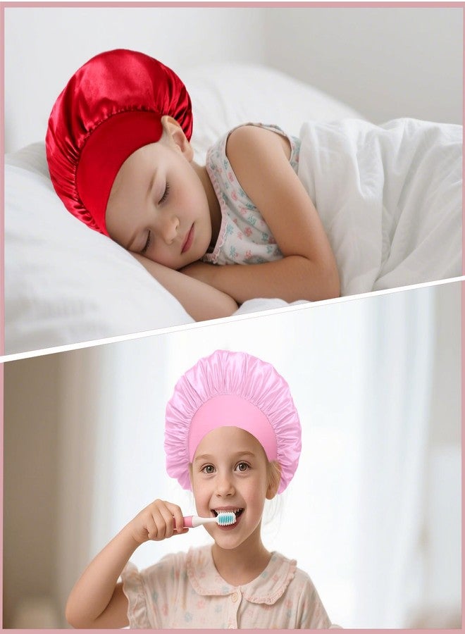 BOHUIZ 3 PCS Kids Bonnets for Girls, Silk Bonnet for Sleeping Kids, Soft Wide Band Sleep Cap Toddler Bonnet Shower Caps for Boys Girls - Image 5