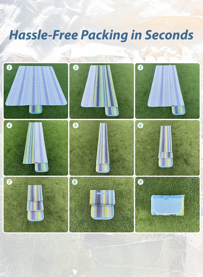 توشيونيكس بطانية نزهة قابلة للطي، مقاومة للماء، مناسبة للشاطئ، محمولة، مثالية للتخييم في الهواء الطلق، للعائلة، في الحدائق والمتنزهات، مقاس 200×150 سم - Image 3