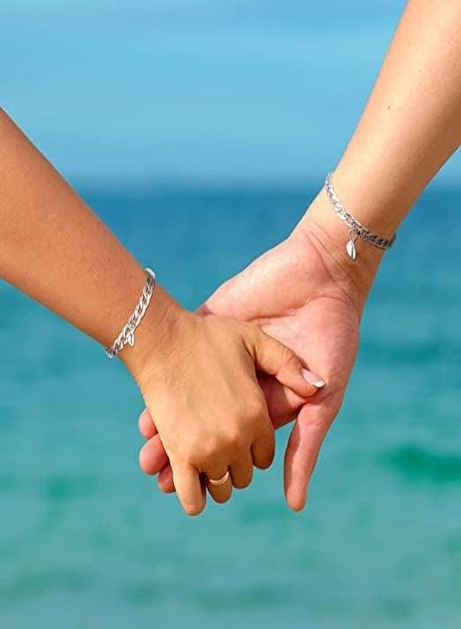 Aro Art طقم أساور أرو آرت المغناطيسية على شكل قلب للأزواج - قطعتان، سلسلة من الفولاذ المقاوم للصدأ قابلة للتعديل، هدية رومانسية لعيد الحب للحبيب والحبيبة، أساور معصم لوعد الصداقة - Image 3