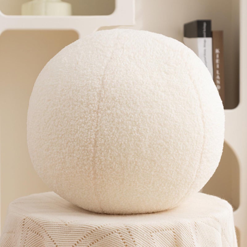 Gerlisay 118 inch Ball Pillow Nordic Round Throw Pillows Boucle Ball Pillow Sphere Shaped Pillow Round Decorative Pillow for Couch Sofa Bedroom Cream White 118 inch