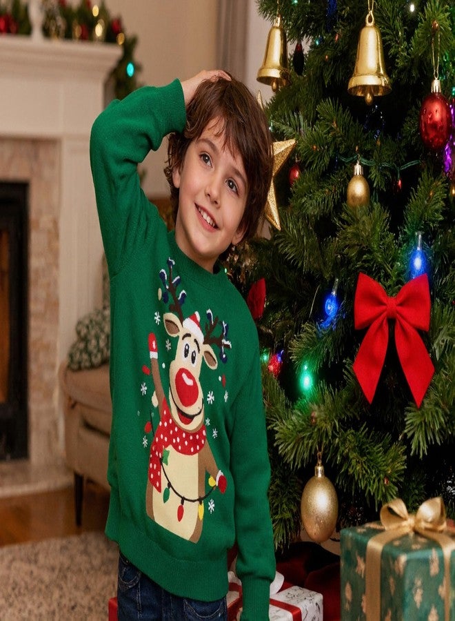 RETSUGO Toddler Christmas Sweaters Reindeer Christmas Sweatshirt Kids Xmas Outfit Holiday Graphic Fleece Pullover 5T/8158 - Image 3