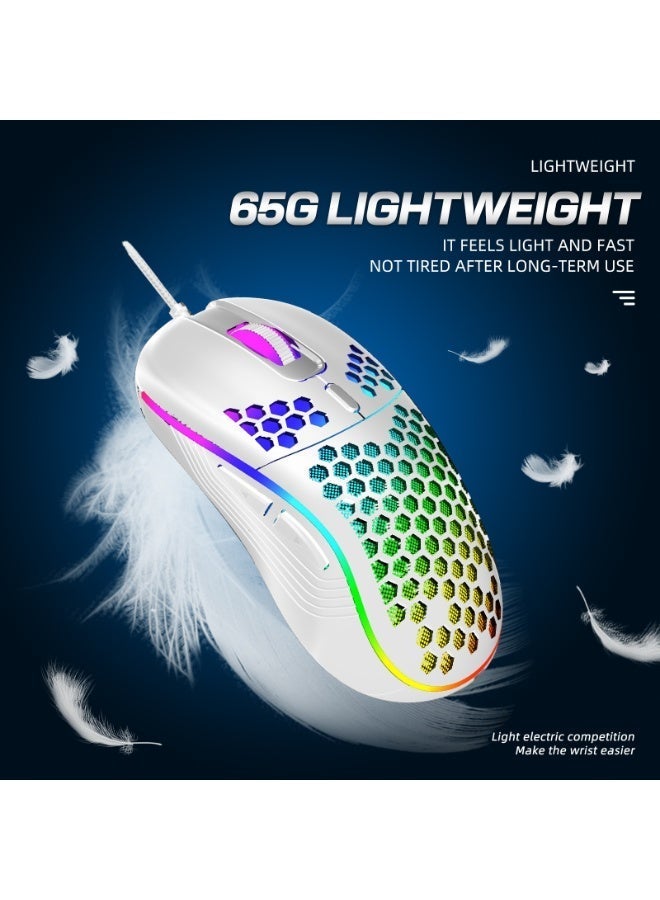 Zahaa Ultralight Honeycomb Gaming Mouse White 7200 DPI Adjustable RGB Lighting 16.8 Million Colors 6 Programmable Buttons Braided Cable 1.5 Meter for PC Laptop Desktop Everyday Use - Image 5