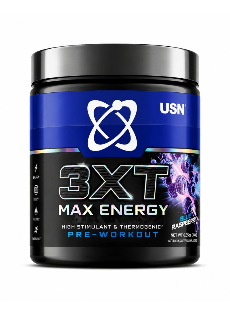 USN 3XT Max Energy Pre-Workout, Blue Raspberry, 30 Servings