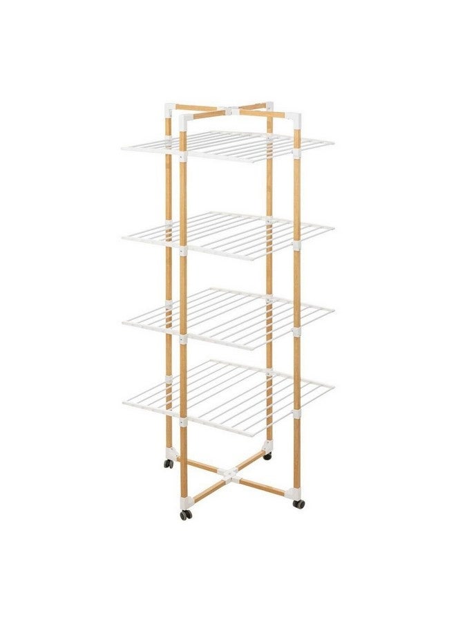 Five Simply Smart Bara Wood-Effect Clotheshorse Tower with Wheels Brown and White 175 x 68.5 x 69 cm 202400 - Image 1