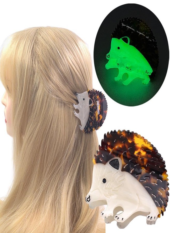 Ynxee Autumn Hedgehog Shape Hair Claw Clip Glow in the Dark Animal Non-Slip Hair Accessories for Thin Medium Hair Women Girls - Image 2