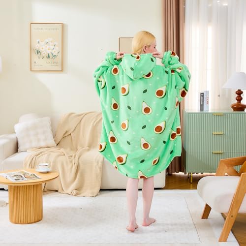 Moinlizy Wearable Blanket Hoodie, Oversized Hooded Blanket for Adult Women Men with Pocket and Sleeves Fruit Avocado - Image 5