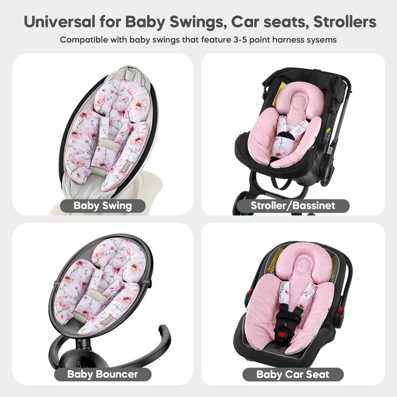 mamatepe Infant Insert Compatible with 4moms Mamaroo & Graco Swing and Infant Car Seat, Stroller, Other Baby Swing, Rocker, Bouncer, Bassinet Newborn Insert Head & Body Support Cushion, Reversible Design - Image 3