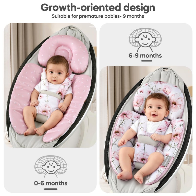 mamatepe Infant Insert Compatible with 4moms Mamaroo & Graco Swing and Infant Car Seat, Stroller, Other Baby Swing, Rocker, Bouncer, Bassinet Newborn Insert Head & Body Support Cushion, Reversible Design - Image 2