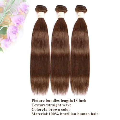 Allrun Brown Human Hair Bundles Straight Brown Bundles Human Hair Straight 3 Pcs Hair Extension Unprocessed Brazilian Remy Hair 4 Color 182022 Inch - Image 3