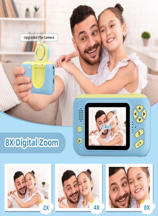 كاميرا للأطفال، كاميرات فيديو للأطفال الصغار من عمر 3 إلى 8 سنوات، هدايا عيد الميلاد والكريسماس للأولاد والبنات، كاميرا فيديو رقمية محمولة للأولاد من عمر 3 إلى 12 سنة، كاميرا سيلفي محمولة للأطفال مع بطاقة ذاكرة SD سعة 32 جيجابايت، لون أزرق - Image 3
