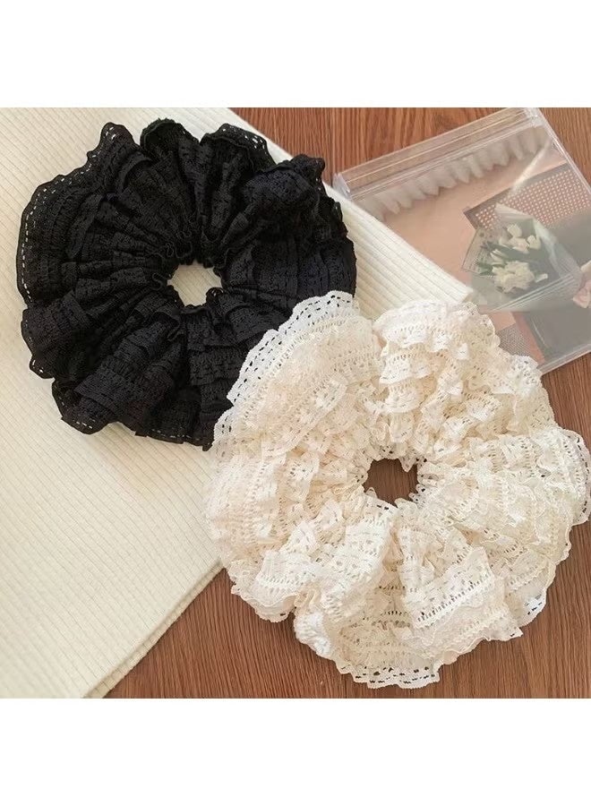 Silk Hair Ties Band Set Elastic Hair Bands Soft Lace Cute Scrunchy Hair Scrunchies, Soft & Comfortable Satin Scrunchy, Elastics Ponytail Holders for Women Girls Hair Accessories - Image 1