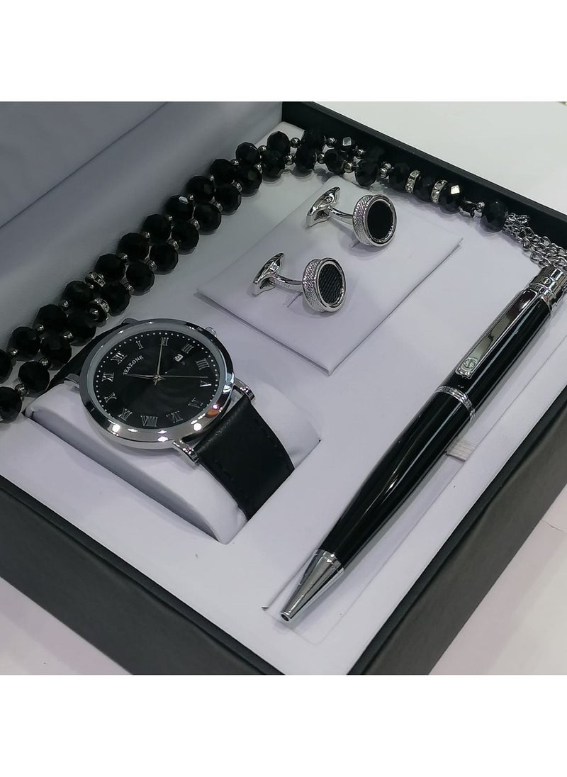 LAVO - Leather watch set for men with a rosary, a cufflink and a pen from Rivoli - Image 1