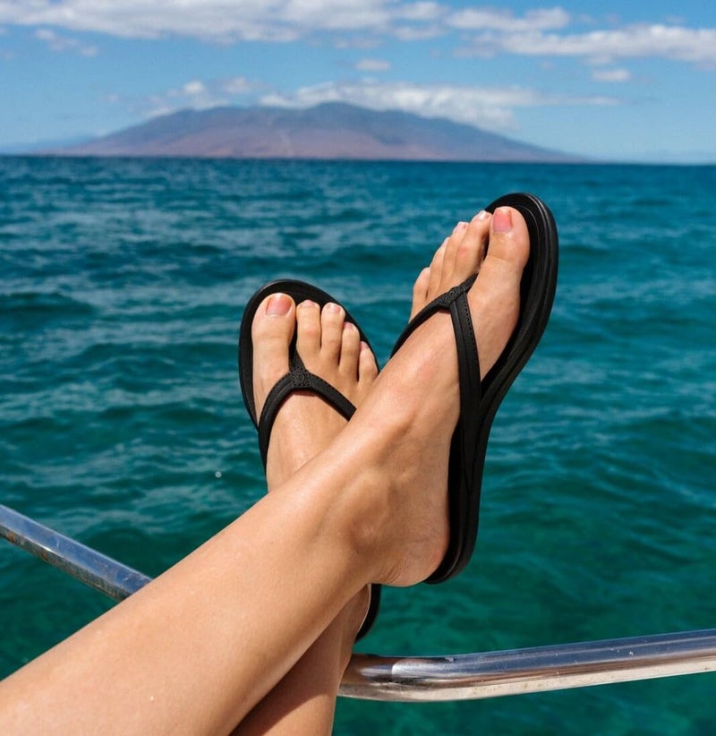 OLUKAI Ho'opio Malua Women's Water Friendly Sandals, Flip Flops for Beach & Everyday, Arch Support & Comfort Fit, Lava Rock/Lava Rock, 8 - Image 2