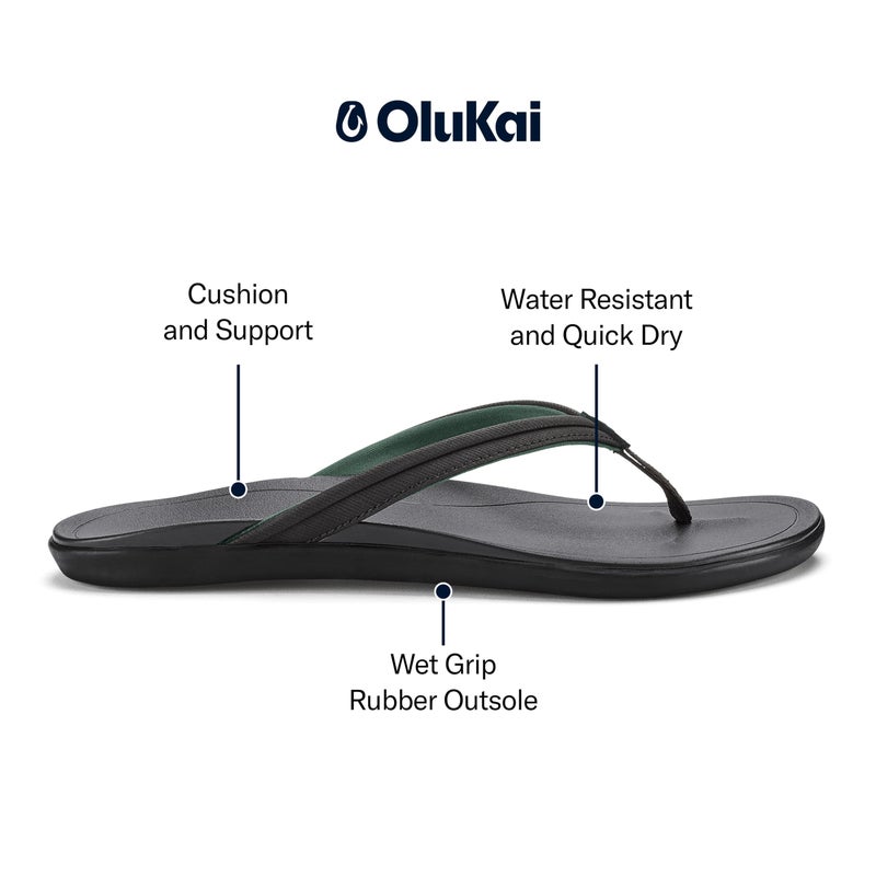OLUKAI Ho'opio Malua Women's Water Friendly Sandals, Flip Flops for Beach & Everyday, Arch Support & Comfort Fit, Lava Rock/Lava Rock, 8 - Image 4